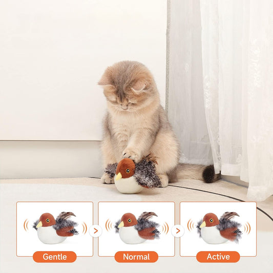 Realistic Flapping Sparrow Bird Interactive Cat Toy