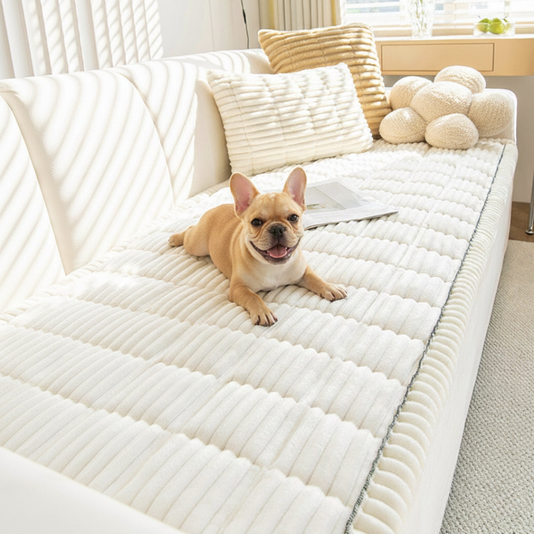 Non-Slip Pet Sofa Cover - Washable Plush Couch Protector for Dogs & Cats