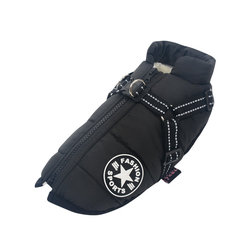 Waterproof Dog Winter Coat with Built-In Harness