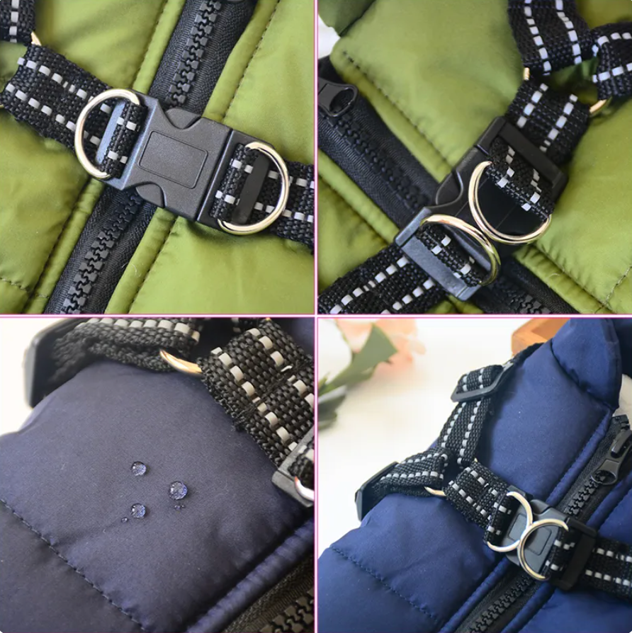 Waterproof Dog Winter Coat with Built-In Harness