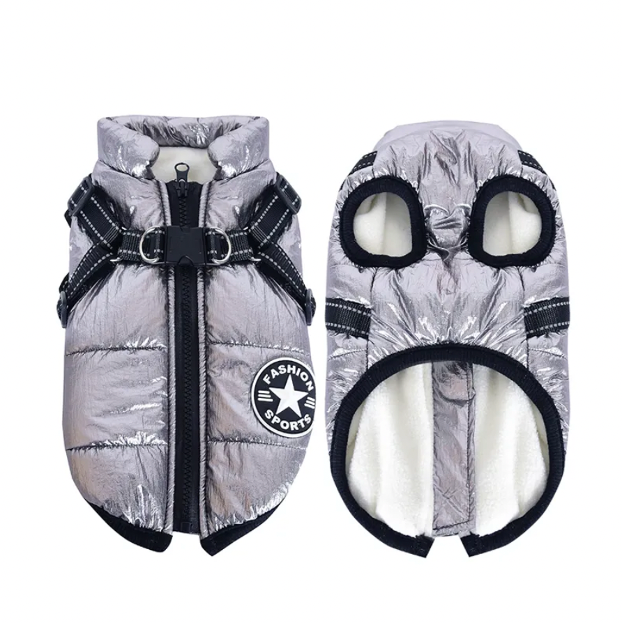 Waterproof Dog Winter Coat with Built-In Harness