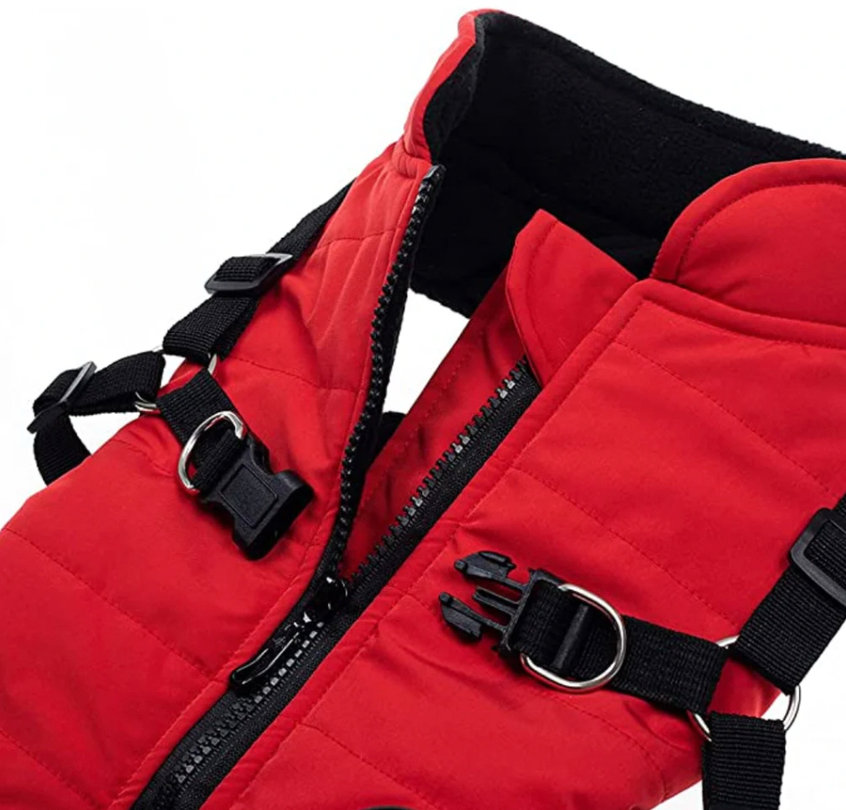 Waterproof Dog Winter Coat with Built-In Harness