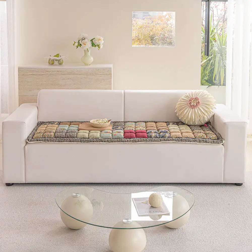 Quilted Floral Soft Pet Mat - Non-Slip Padded Sofa Cover