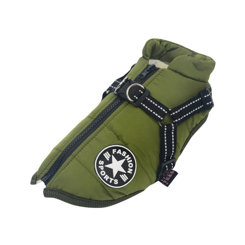 Waterproof Dog Winter Coat with Built-In Harness