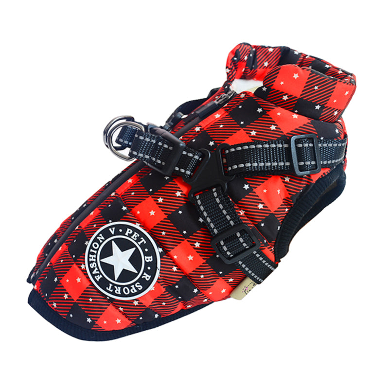 Waterproof Dog Winter Coat with Built-In Harness