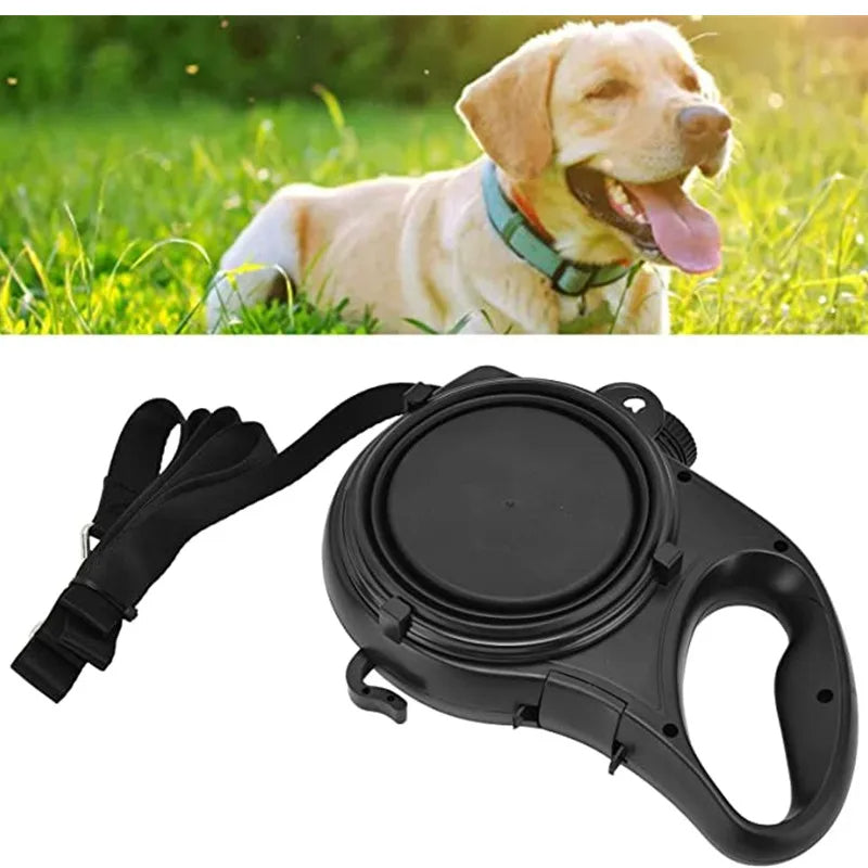4-in-1 Dog Leach with Water Bottle Food Bowl Bag Holder