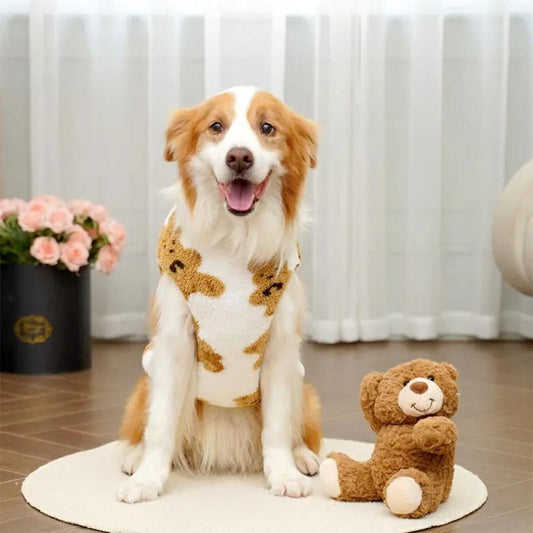 Warm Teddy Bear Print Fleece Dog Jumper