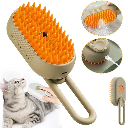 3-in-1 Pet Steam Grooming Brush for Cats & Dogs