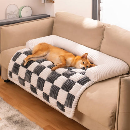 Cosy Plaid Dog Mat for Sofa & Floor - Anti-Slip Furniture Protector