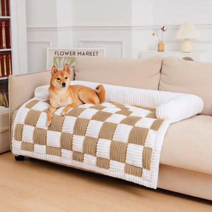 Cosy Plaid Dog Mat for Sofa & Floor - Anti-Slip Furniture Protector