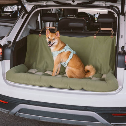 Large Dog Car Back Seat Bed - Chessboard Style Travel Bolster Safety Bed