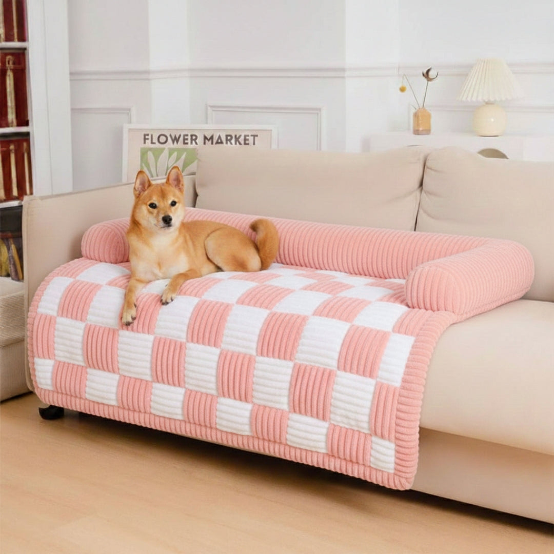 Cosy Plaid Dog Mat for Sofa & Floor - Anti-Slip Furniture Protector
