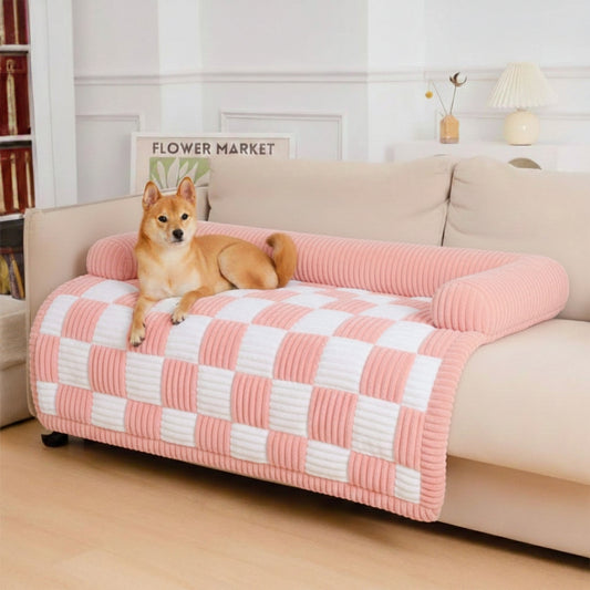 Cosy Plaid Dog Mat for Sofa & Floor - Anti-Slip Furniture Protector