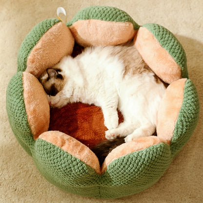Fully Enclosed Nesting Bed - Cosy Plush Cat Cave Bed