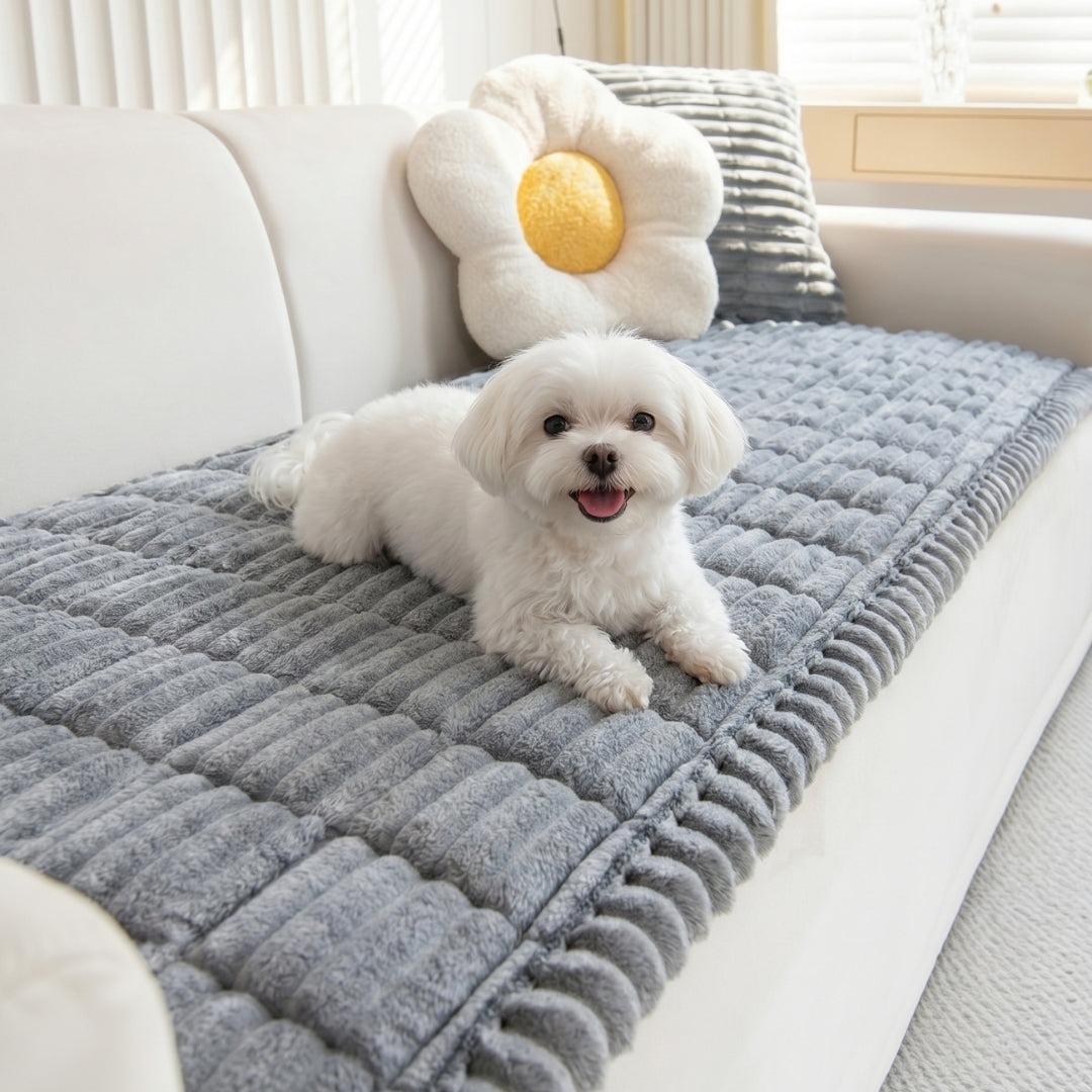 Non-Slip Pet Sofa Cover - Washable Plush Couch Protector for Dogs & Cats