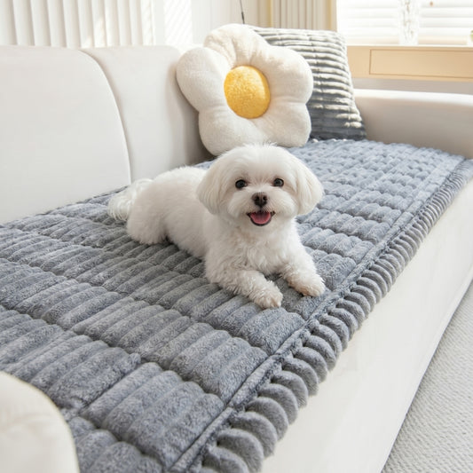 Non-Slip Pet Sofa Cover - Washable Plush Couch Protector for Dogs & Cats