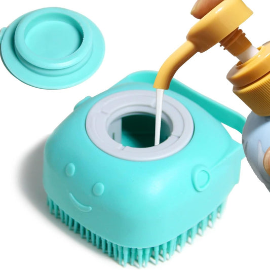Pet Bath Brush with Shampoo Dispenser | Dog & Cat Grooming Scrubber