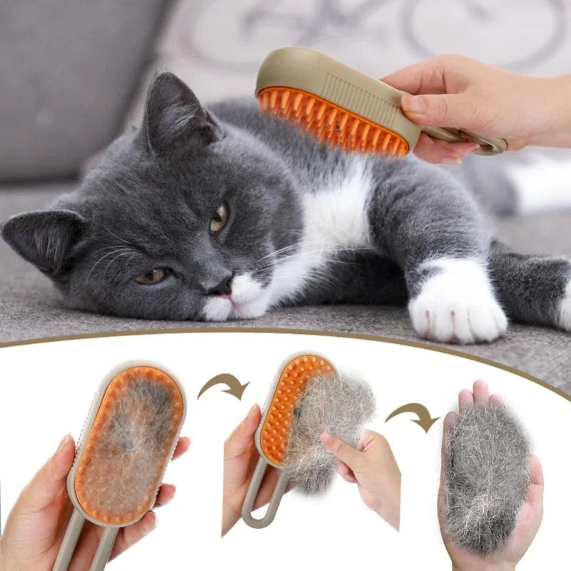 3-in-1 Pet Steam Grooming Brush for Cats & Dogs