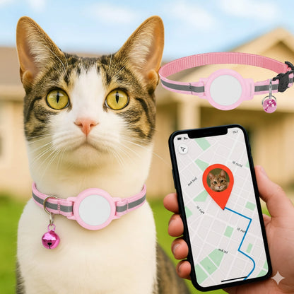 Cat Collar GPS Tracker Holder with Quick Release & Reflective Design