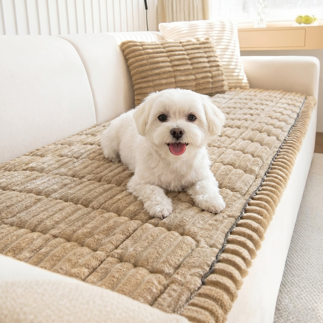 Non-Slip Pet Sofa Cover - Washable Plush Couch Protector for Dogs & Cats