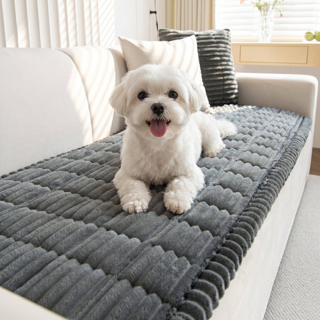 Non-Slip Pet Sofa Cover - Washable Plush Couch Protector for Dogs & Cats
