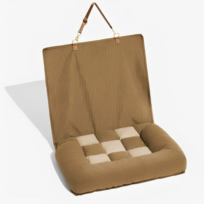 Large Dog Car Back Seat Bed - Chessboard Style Travel Bolster Safety Bed