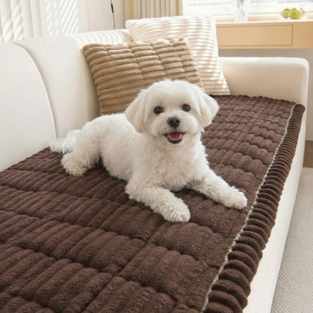 Non-Slip Pet Sofa Cover - Washable Plush Couch Protector for Dogs & Cats