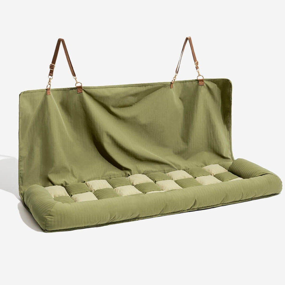 Large Dog Car Back Seat Bed - Chessboard Style Travel Bolster Safety Bed