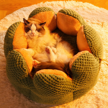 Fully Enclosed Nesting Bed - Cosy Plush Cat Cave Bed