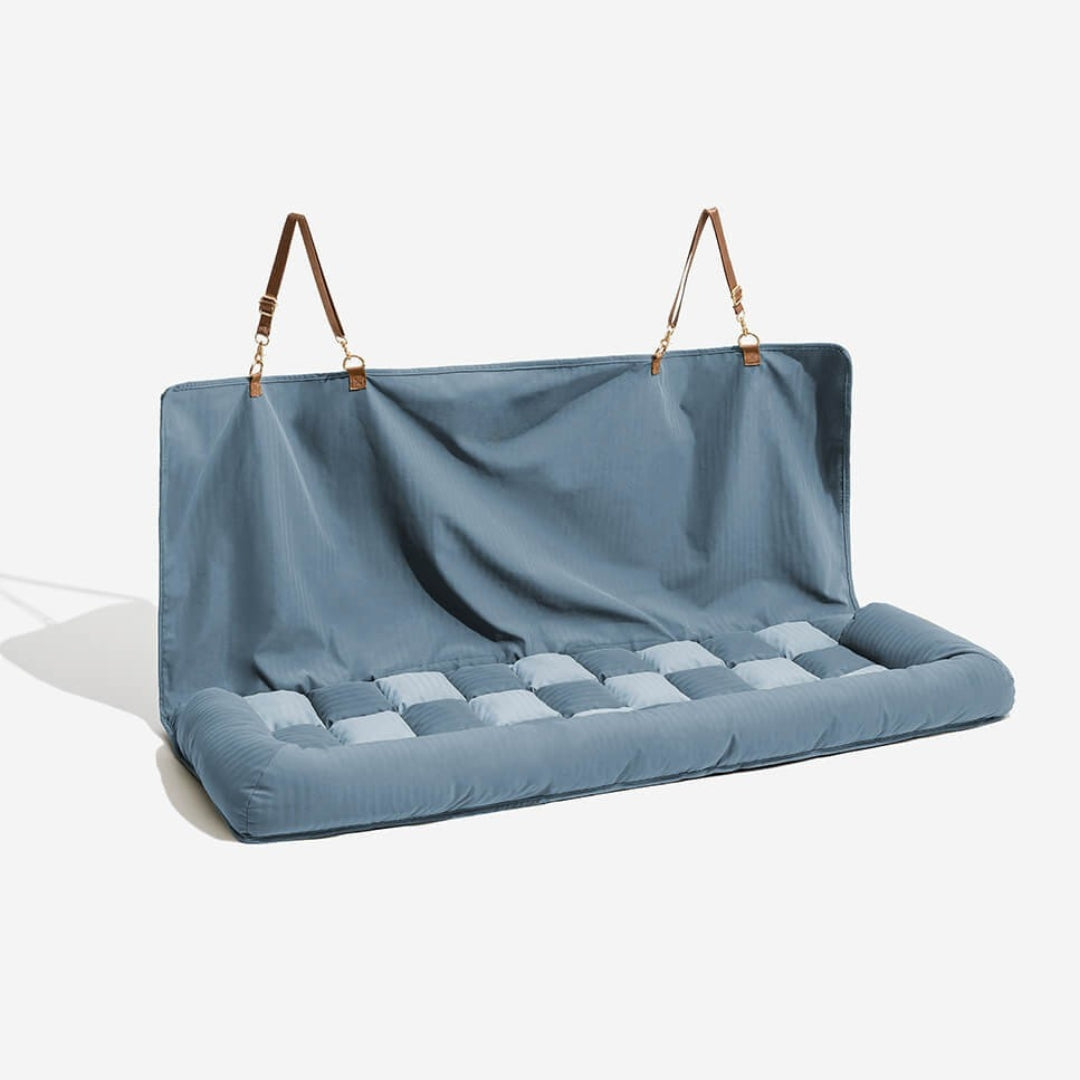 Large Dog Car Back Seat Bed - Chessboard Style Travel Bolster Safety Bed