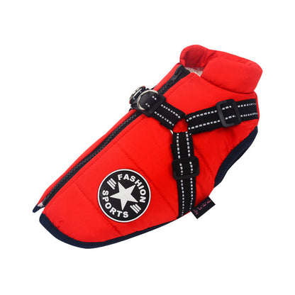 Waterproof Dog Winter Coat with Built-In Harness