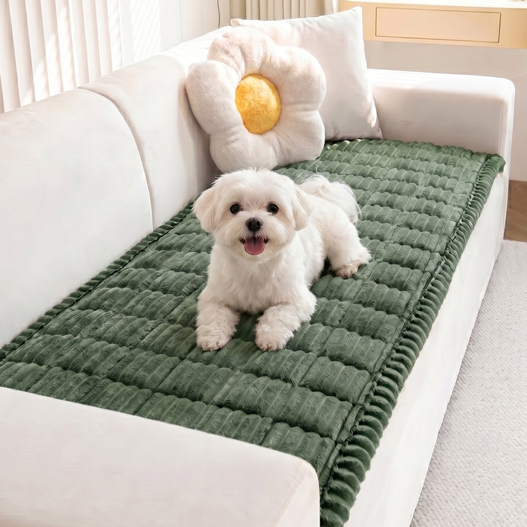 Non-Slip Pet Sofa Cover - Washable Plush Couch Protector for Dogs & Cats