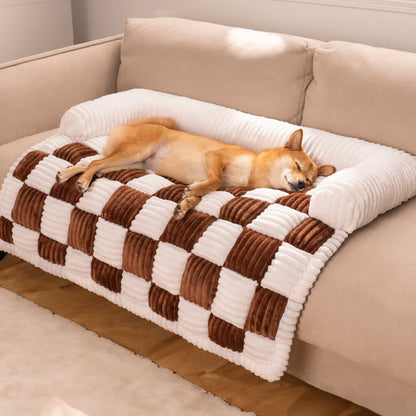 Cosy Plaid Dog Mat for Sofa & Floor - Anti-Slip Furniture Protector