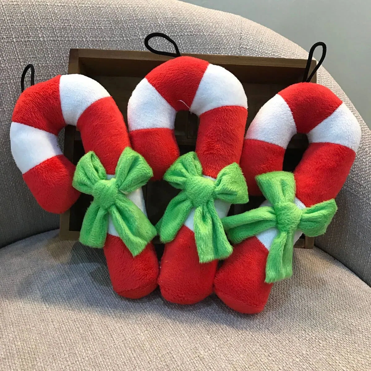 Christmas Candy Cane Squeaky Dog Toy | Soft Plush Holiday Chew Toy