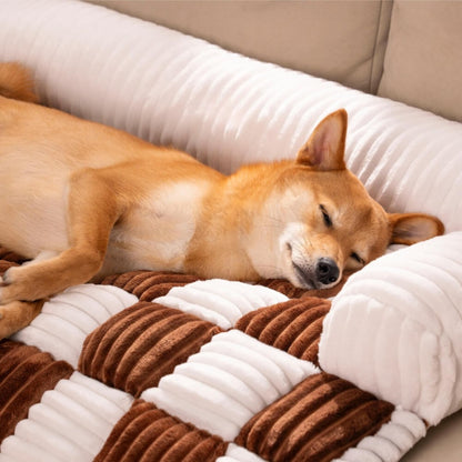 Cosy Plaid Dog Mat for Sofa & Floor - Anti-Slip Furniture Protector