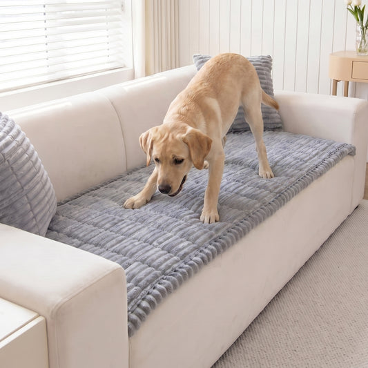 Non-Slip Pet Sofa Cover - Washable Plush Couch Protector for Dogs & Cats