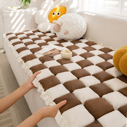 Padded Plaid Pet Dog Mat Bed Sofa Cover - Anti-Slip Comfort Couch Protector