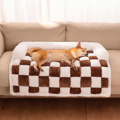 Cosy Plaid Dog Mat for Sofa & Floor - Anti-Slip Furniture Protector