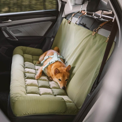 Large Dog Car Back Seat Bed - Chessboard Style Travel Bolster Safety Bed