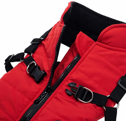 Waterproof Dog Winter Coat with Built-In Harness