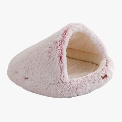 Calming Plush Semi-Enclosed Pet Nest Bed for Dogs & Cats