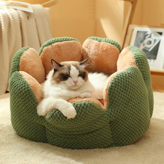 Fully Enclosed Nesting Bed - Cosy Plush Cat Cave Bed