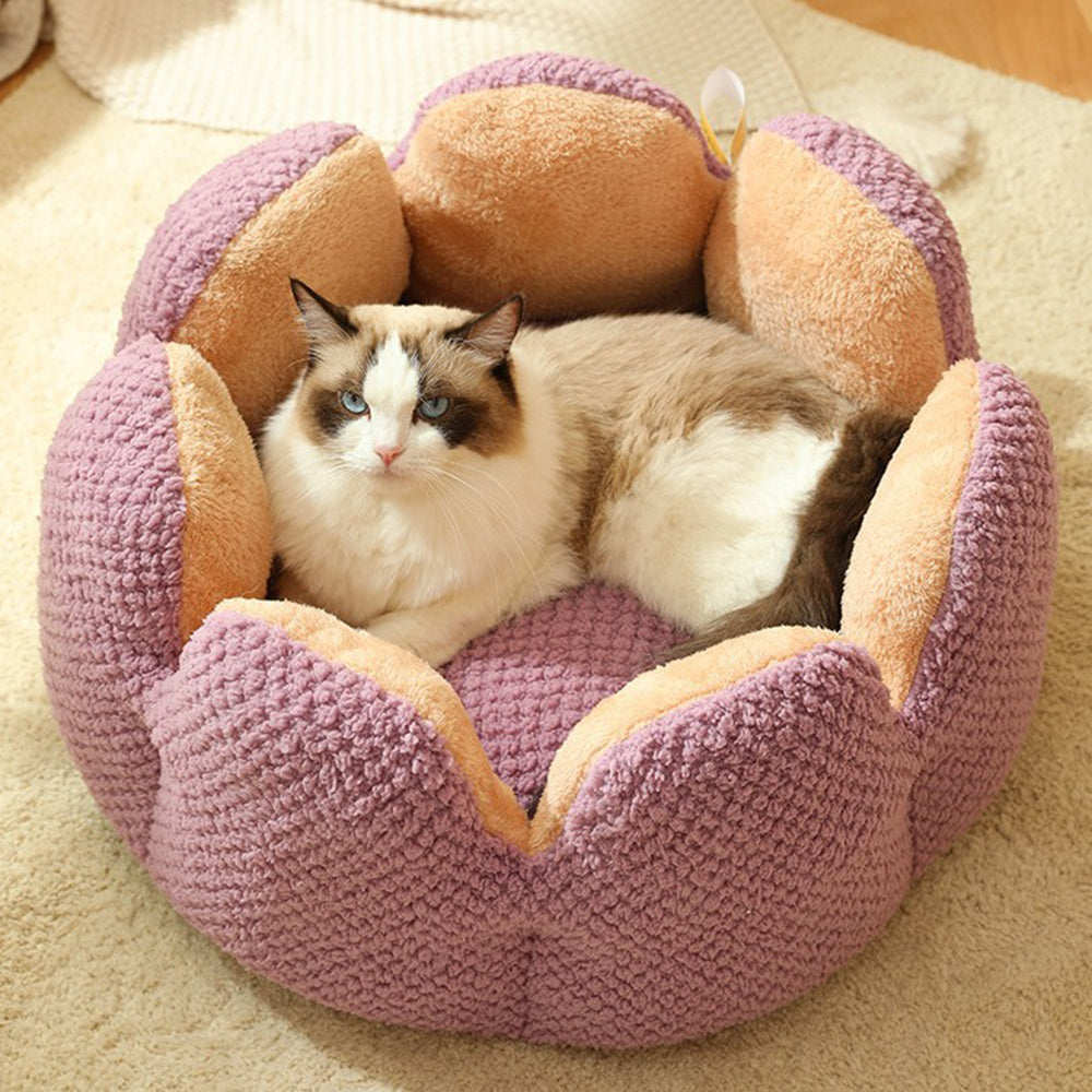 Fully Enclosed Nesting Bed - Cosy Plush Cat Cave Bed