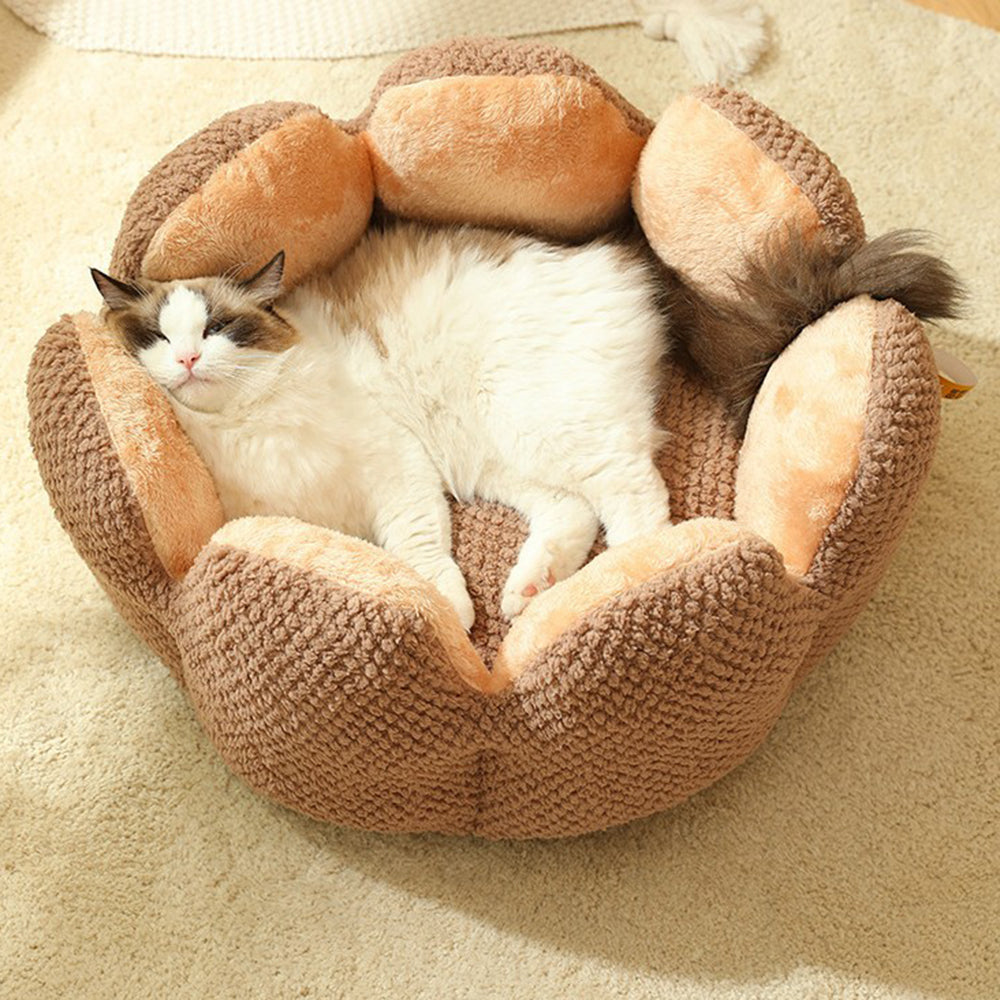 Fully Enclosed Nesting Bed - Cosy Plush Cat Cave Bed