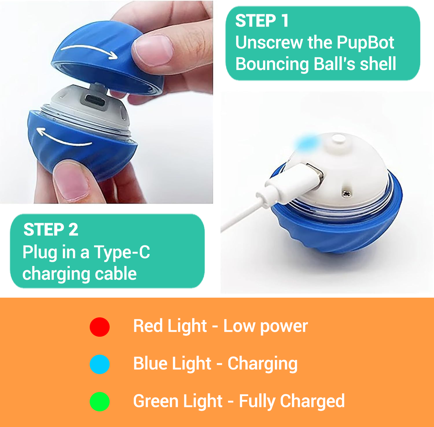 Smart Bouncing Activation Ball | Interactive LED Dog Toy