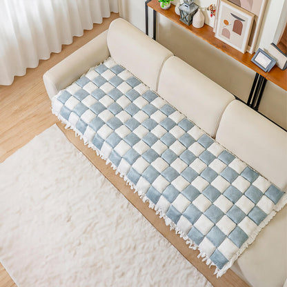 Padded Plaid Pet Dog Mat Bed Sofa Cover - Anti-Slip Comfort Couch Protector
