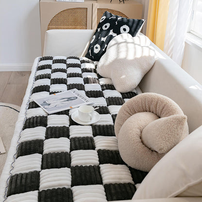 Plush Plaid Dog Mat Sofa Cover - Anti-Slip Couch Protector