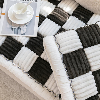 Plush Plaid Dog Mat Sofa Cover - Anti-Slip Couch Protector