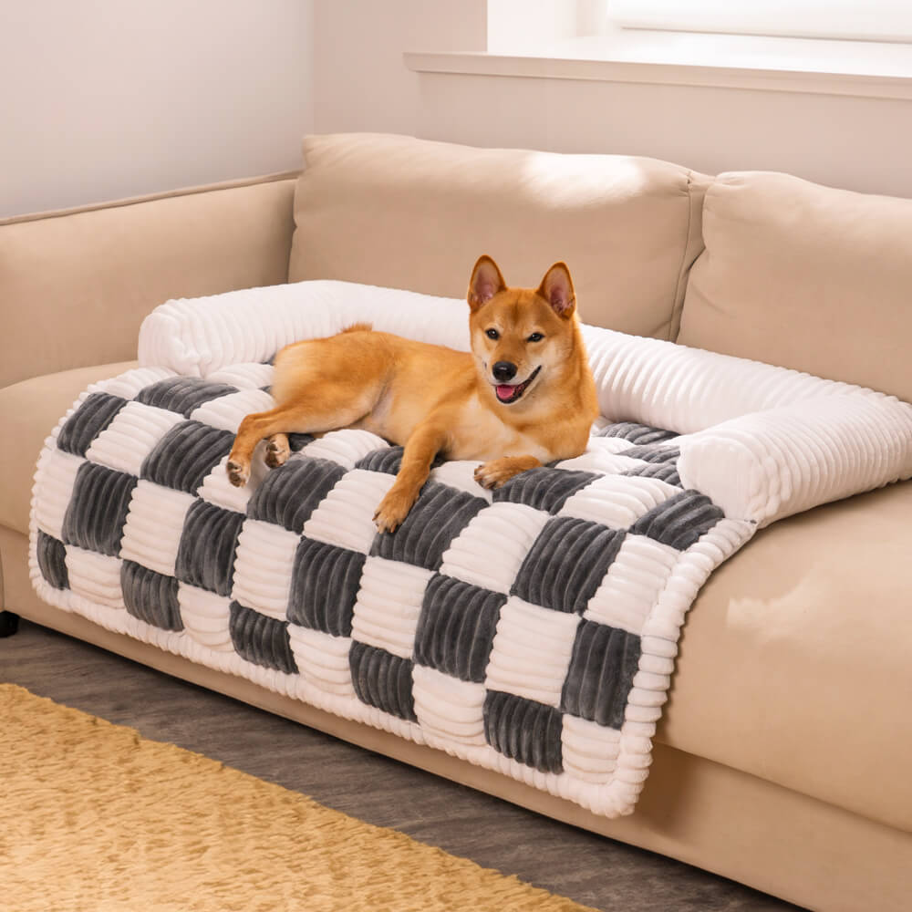 Cosy Plaid Dog Mat for Sofa & Floor - Anti-Slip Furniture Protector