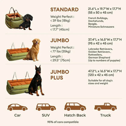 Luxury Faux Leather Dog Car Seat Booster Bed - City Rover